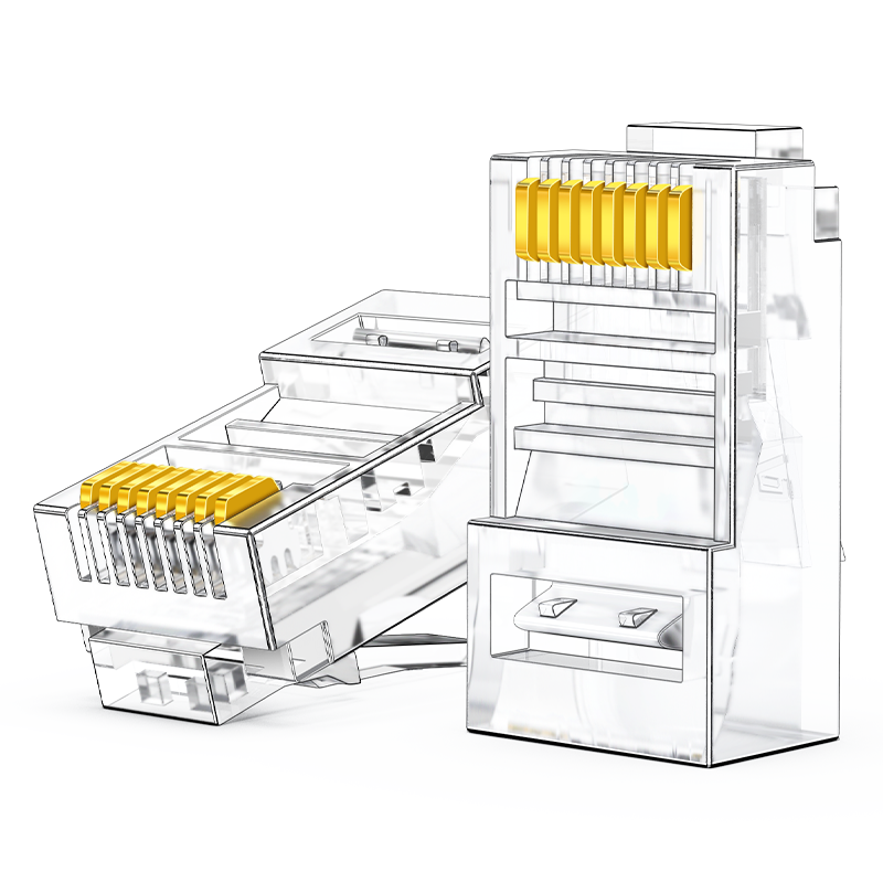 RCA-1100 超五類(lèi)鍍金水晶頭 15U純銅100個(gè)/盒 RJ45三叉式非屏蔽網(wǎng)絡(luò)線纜8P8C電腦網(wǎng)線連接頭
