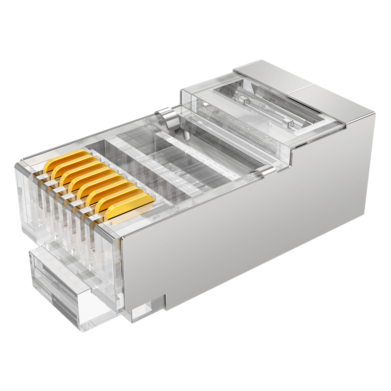 RC-9050 六類(lèi)水晶頭 CAT6千兆網(wǎng)線網(wǎng)絡(luò)連接頭50個(gè)/盒 金屬屏蔽RJ45鍍金 8P8C寬帶線接頭